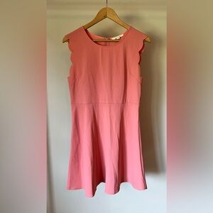 Coral Pink Sleeveless Scalloped Mini Dress